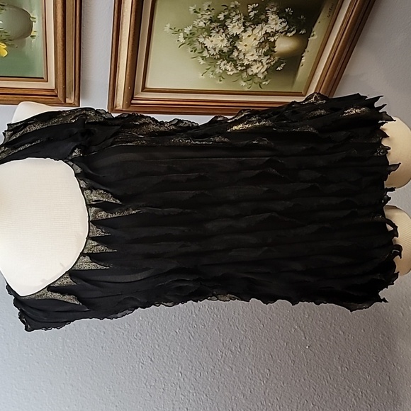 Black gold shimmery sleeveless shirt sheer Taylor Swift concert shirt - Picture 2 of 9